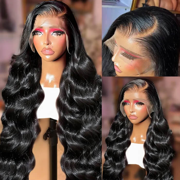 13x4 Lace Front Human Hair Wigs Natural Color Body Wave Density