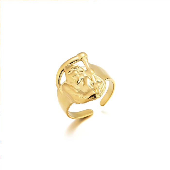 Waterproof And Stain Resistant 18K Gold-plated 316L Open Stainless Steel Ring