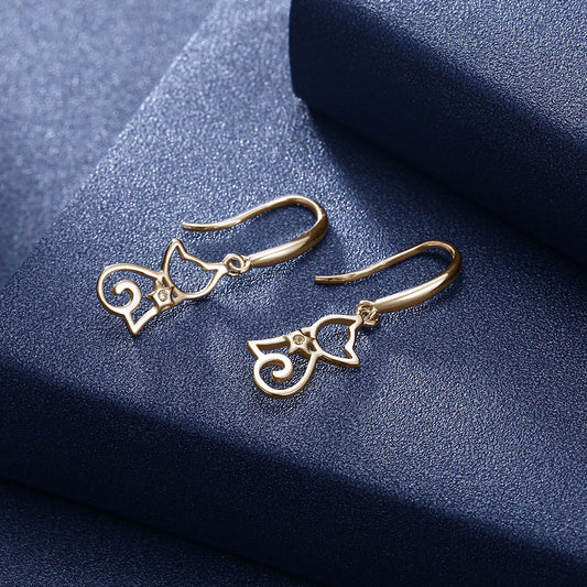 Sterling Silver Cat Zircon Earrings